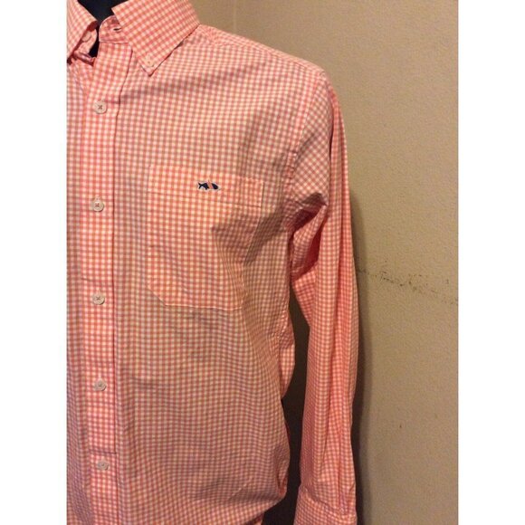 Fish Hippie Tailored Fit Long Sleeve Button Shirt Mens Small S Pink Gingham - Picture 4 of 12